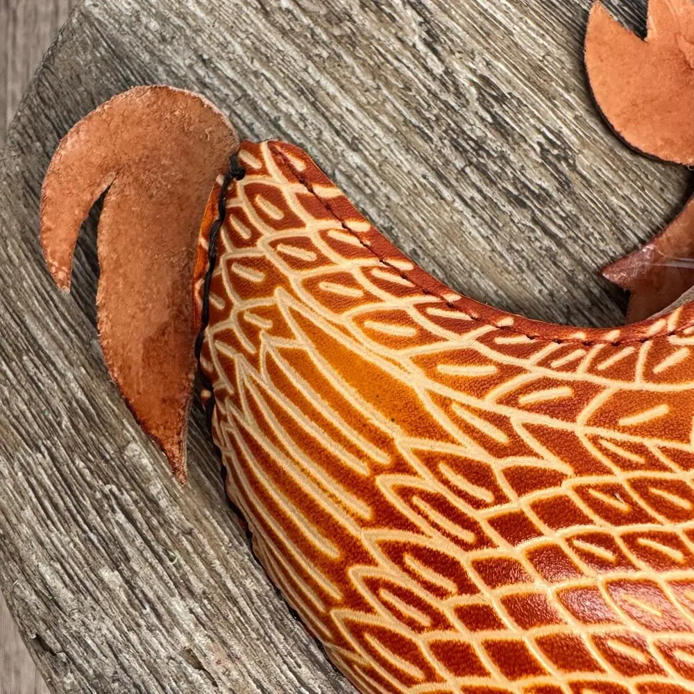 Genuine Leather Rooster Coin Purse Wristlet Chicken Hand Painted Leather